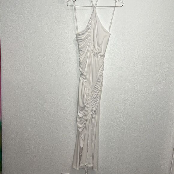 NWT Jonathan SIMKHAI Jessica Ruched Maxi Dress White Medium - Picture 2 of 16